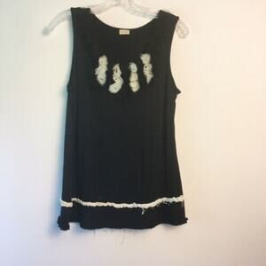 Carrie Allen Womens Pullover Sleeveless Blouse Black Medium Loose Lightweight